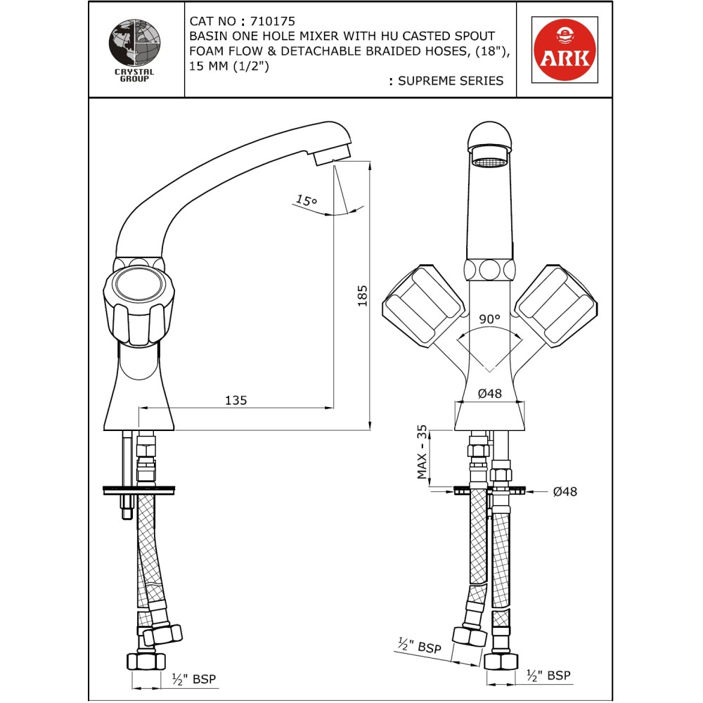 Basin One Hole  Mixer, FF with Swivel Spout