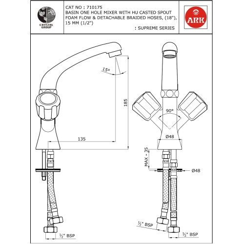 Basin One Hole  Mixer, FF with Swivel Spout