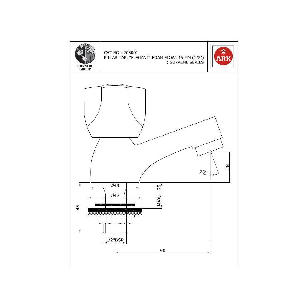 Pillar Tap, Elegant, FF 