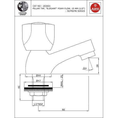 Pillar Tap, Elegant, FF 