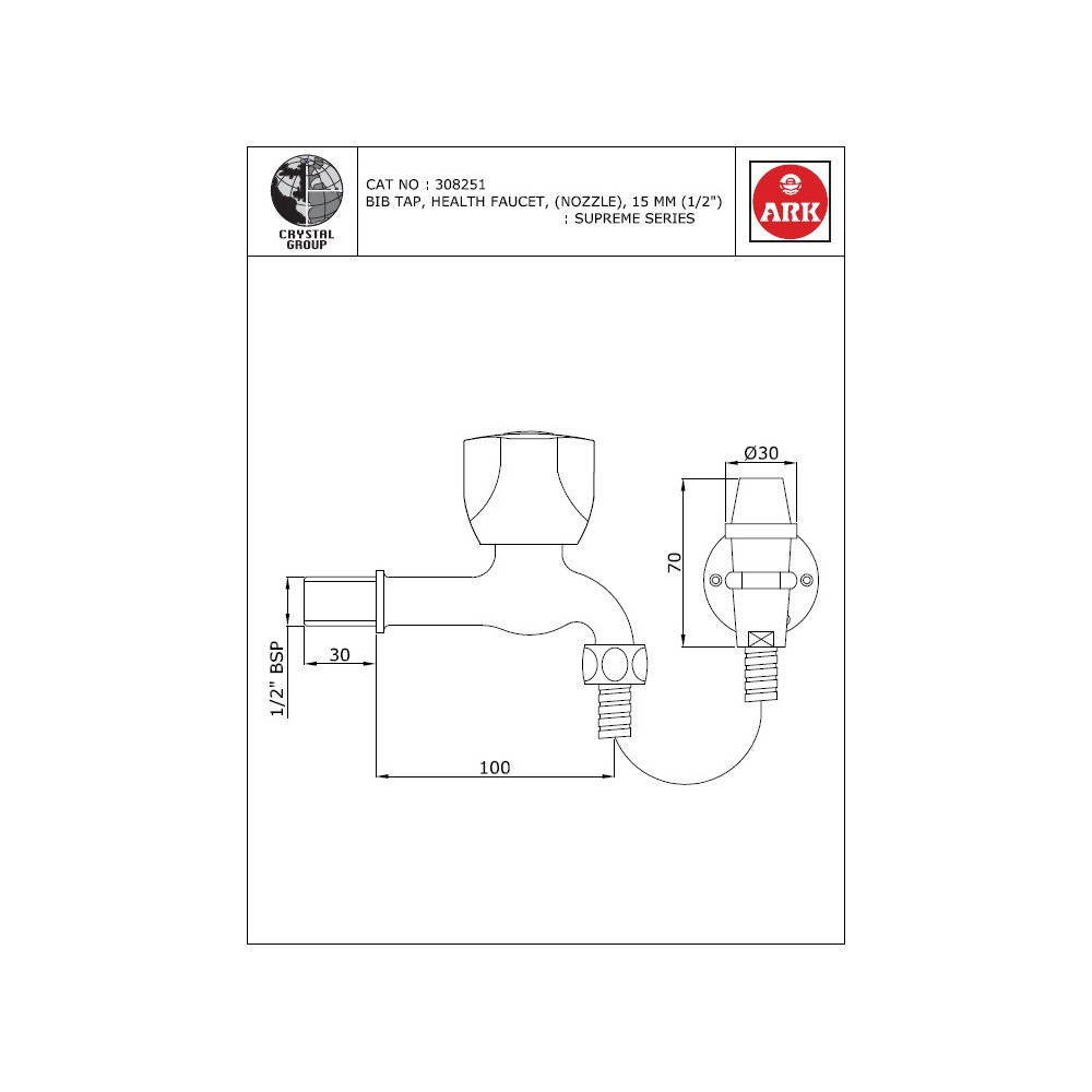 Bib Tap with Nozzle, Pipe & Hook