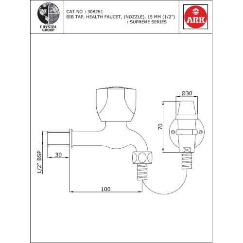 Bib Tap with Nozzle, Pipe & Hook