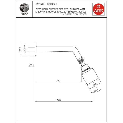 Over Head Shower Set, Cylindrical