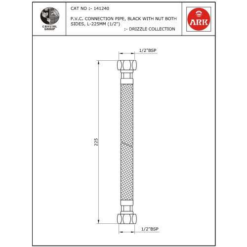 P.V.C. Pipe, Black, L-225mm