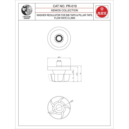 Washer Regulator for Faucets & Hand Shower, Flow Rate 9 L/min