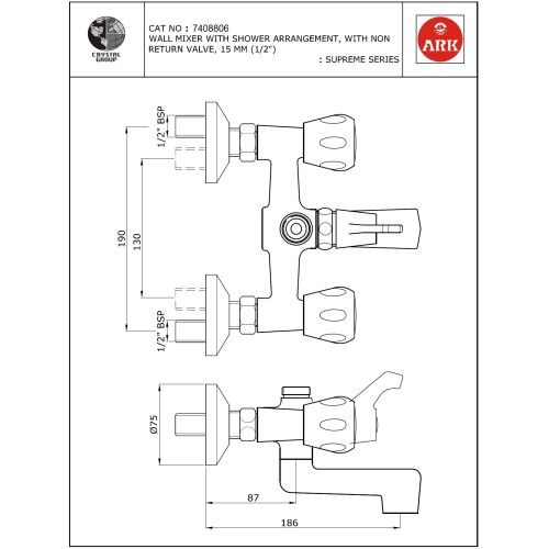 Wall Mixer 2 in 1 with Non Return Valve