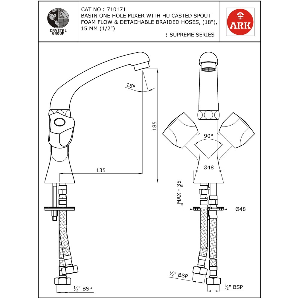 Basin One Hole  Mixer, FF with Swivel Spout