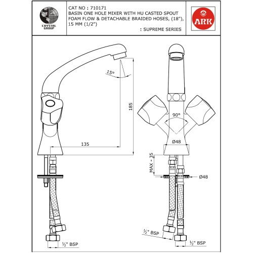 Basin One Hole  Mixer, FF with Swivel Spout