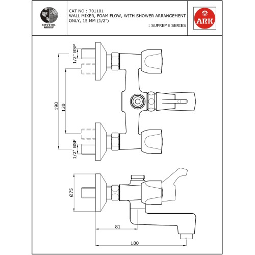 Wall Mixer, FF 2 in 1