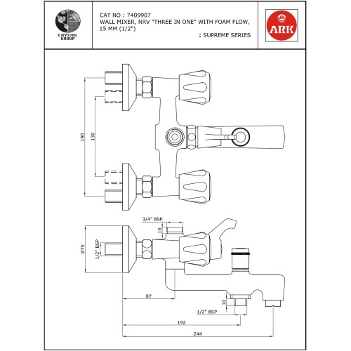 Wall Mixer FF, 3 in 1 with NRV