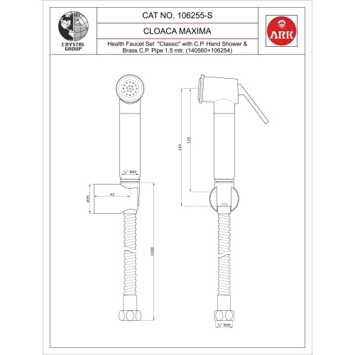 Health Faucet Set “Classic” with Hand Shower Chrome & Flexible Pipe
