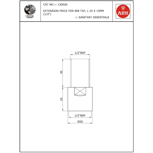 Extension, L 25mm
