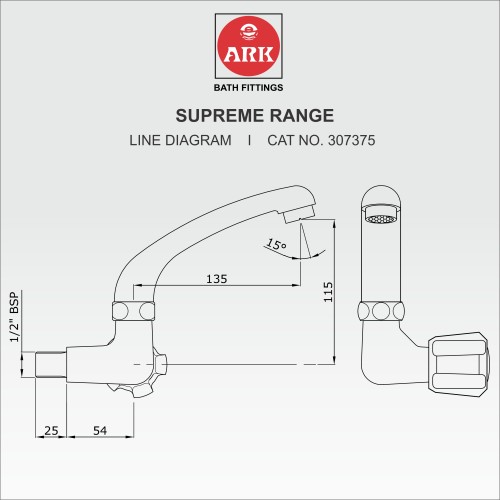 Sink Tap,Swivel FF, H.U Casted Spout with Right Handle