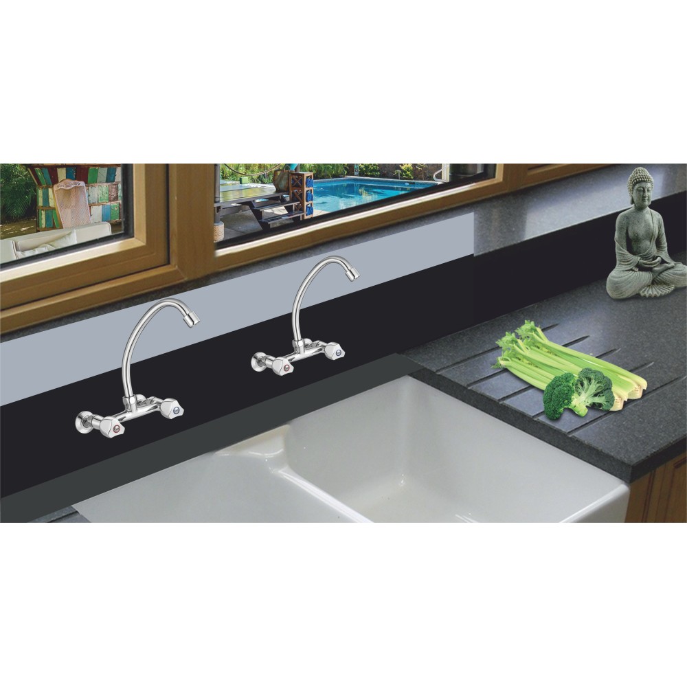 Wall Mixer Sink with Swivel FF, Pipe Spout