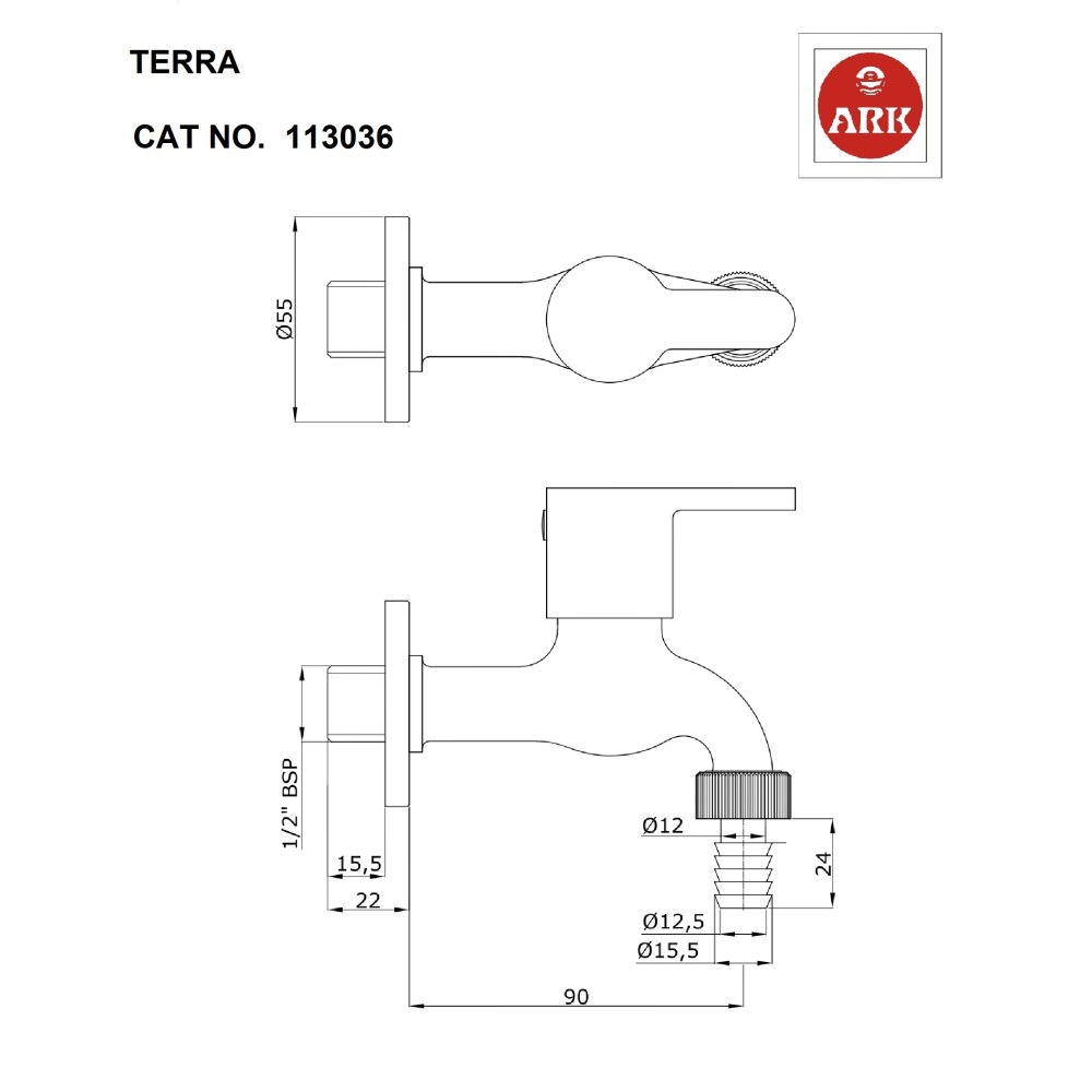 Bib Tap, Imperial, Hose Connection (½”)