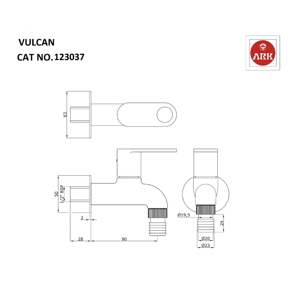 Bib Tap, Hose Connection - Nozzle (¾”)