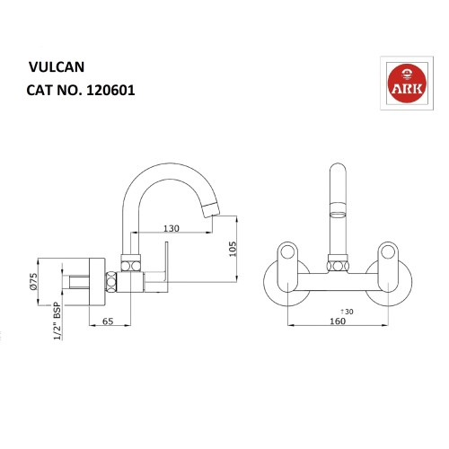 Wall Mixer Sink Swivel with H.U Pipe Spout