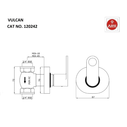 Concealed Stop Valve, ¾”