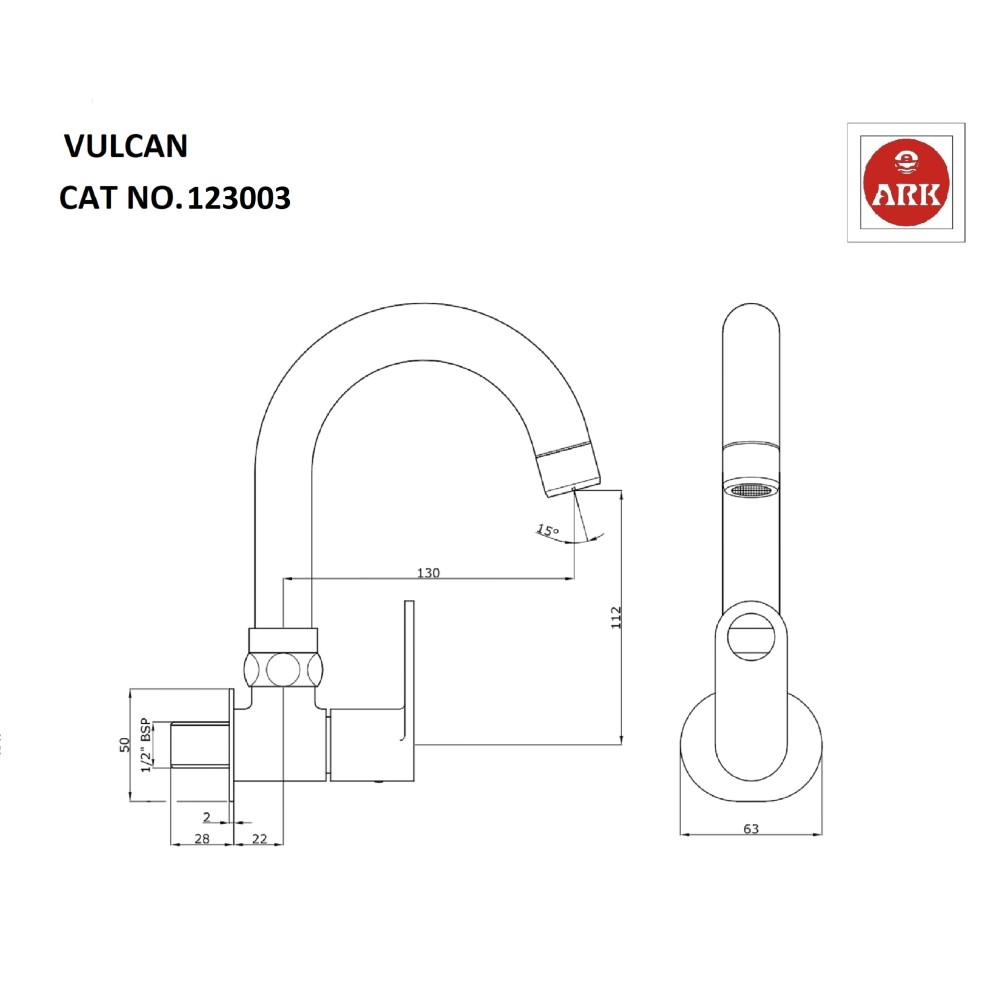 Bib / Sink Tap Swivel with H.U Pipe Spout