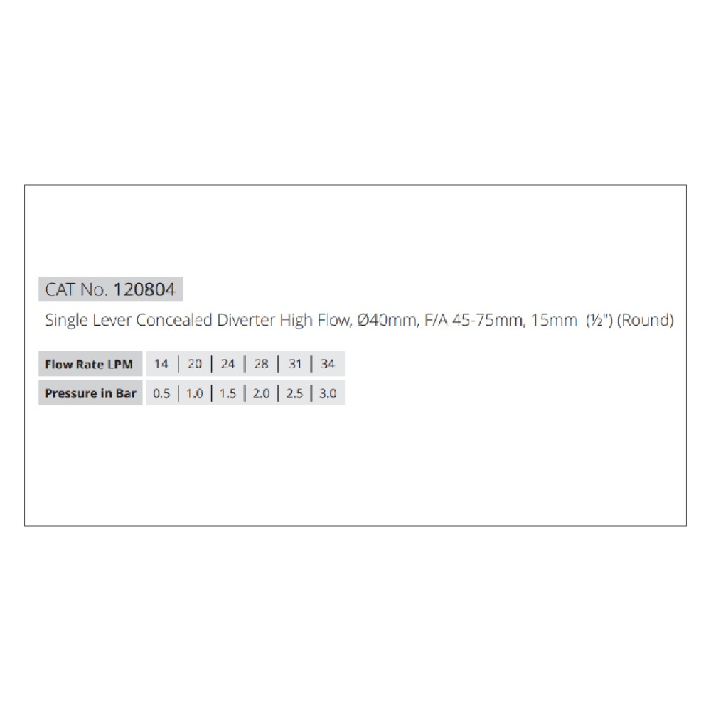 Single Lever Concealed Divertor High Flow, Ø 40mm (Round)