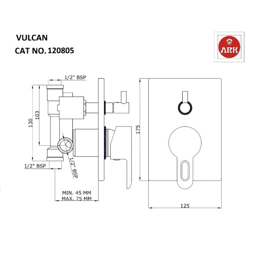 Single Lever Concealed Divertor High Flow, Ø 40mm (Rectangle)