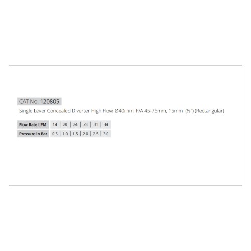 Single Lever Concealed Divertor High Flow, Ø 40mm (Rectangle)