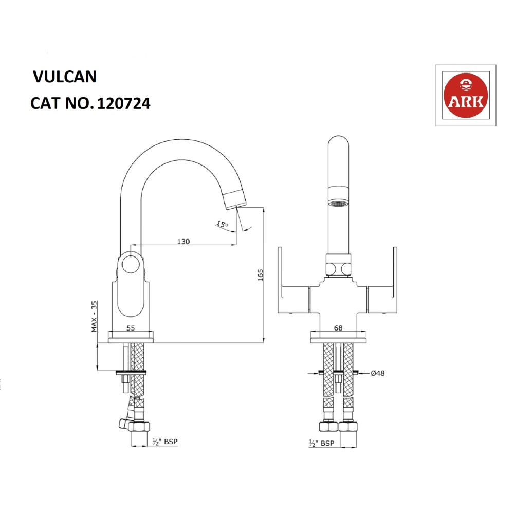 Basin One Hole Mixer Swivel with H.U Pipe Spout