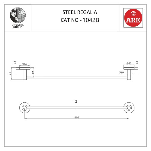 Towel Rod, Slim Round (24