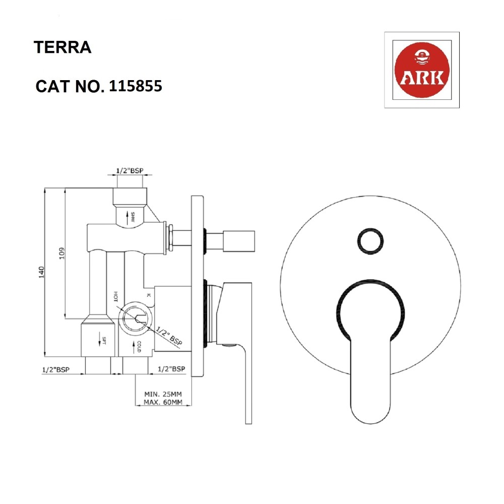 Single Lever Concealed Divertor with Three Inlets