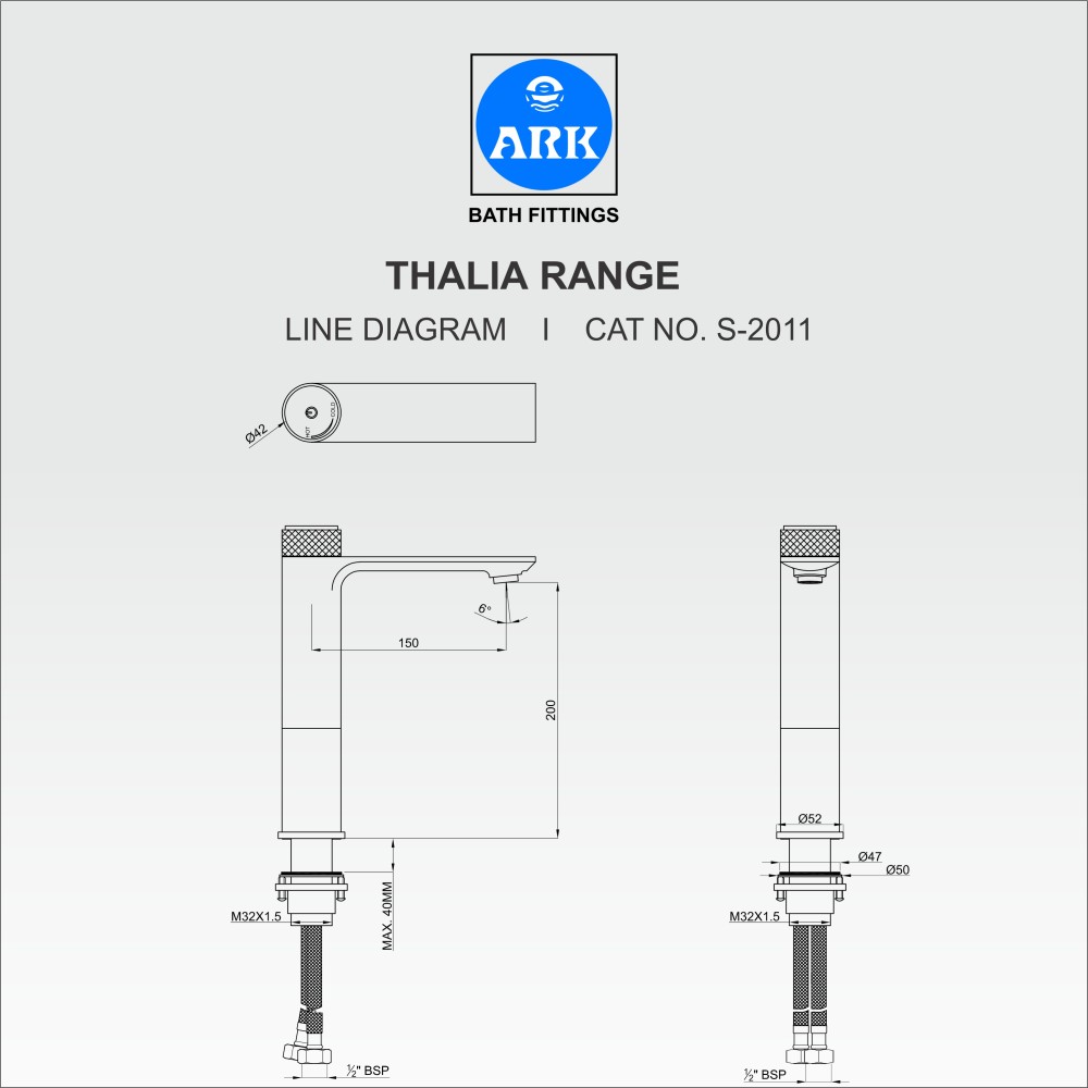 Basin Mixer Tall Boy, Disk Control, Brushed Grey & Red