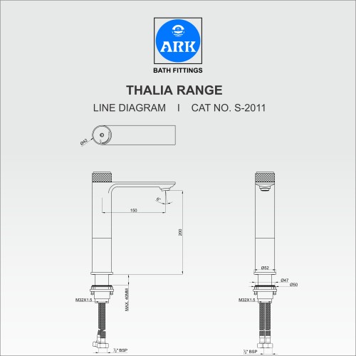 Basin Mixer Tall Boy, Disk Control, Brushed Grey & Red