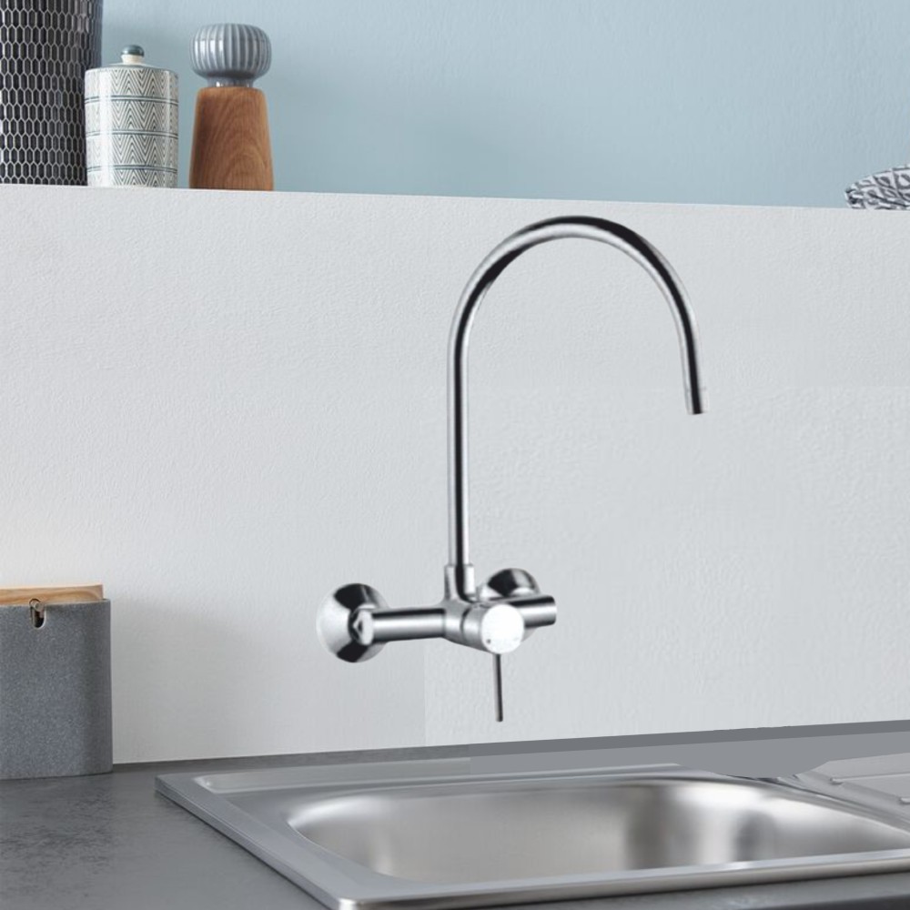Single Lever Sink Mixer Wall Mounted with HHU Spout