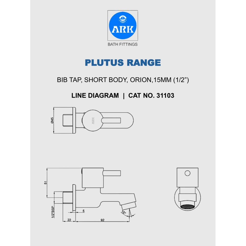 Bib Tap, Orion, Short Body, FF