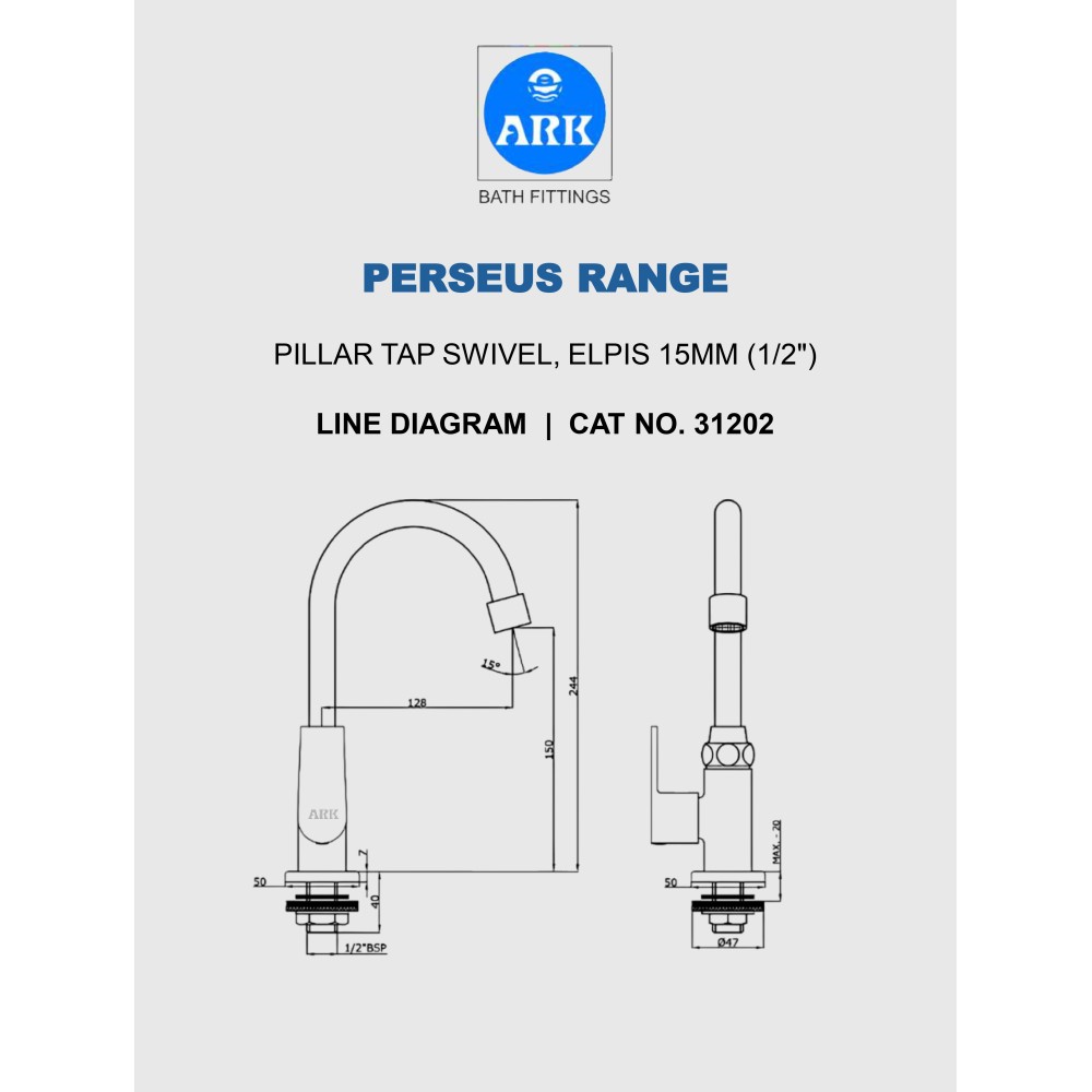 Pillar Tap Swivel, Elpis