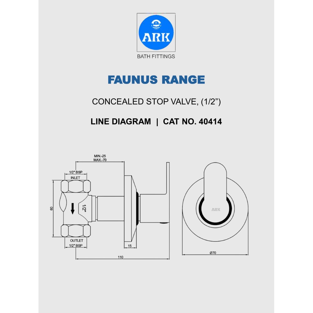 Concealed Stop Valve, ½