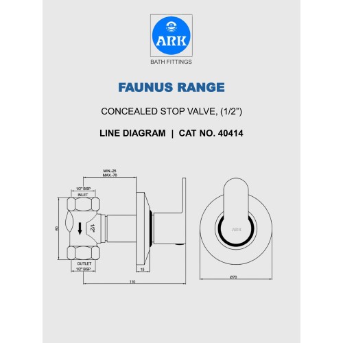 Concealed Stop Valve, ½