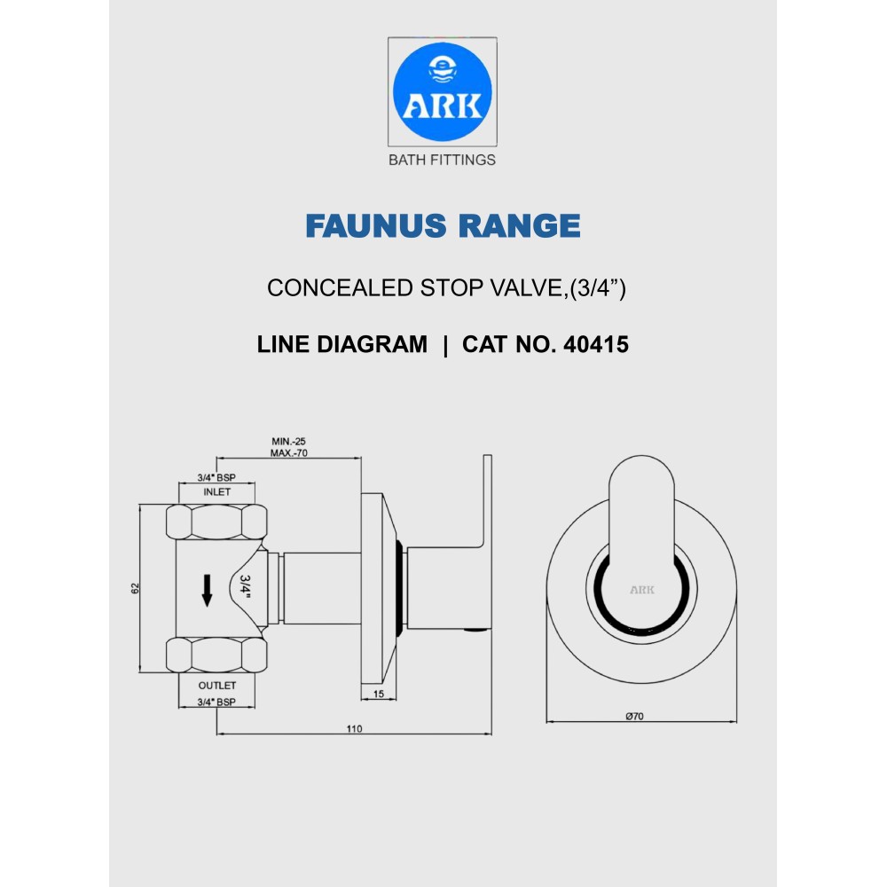 Concealed Stop Valve, ¾