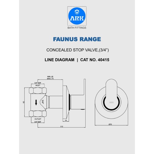 Concealed Stop Valve, ¾