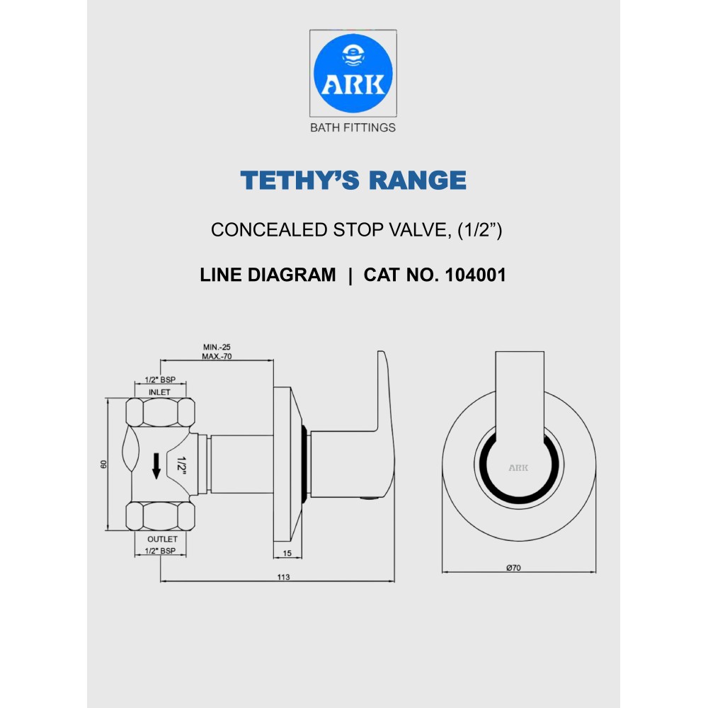 Concealed Stop Valve, ½