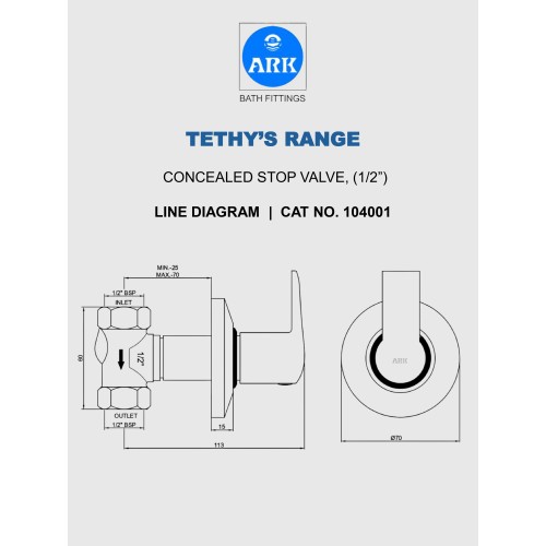 Concealed Stop Valve, ½