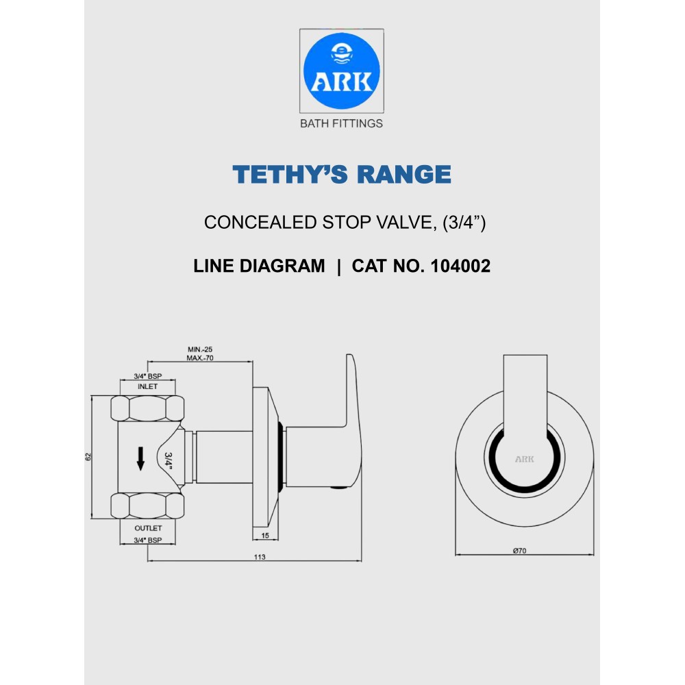 Concealed Stop Valve, ¾
