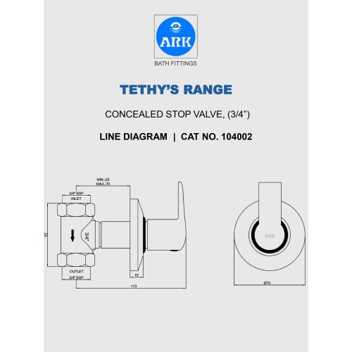 Concealed Stop Valve, ¾
