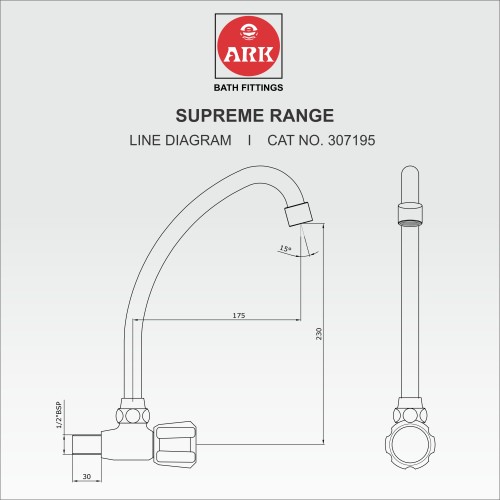 Sink Tap, Swivel FF with Pipe Spout