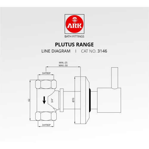 Concealed Stop Valve, 3/4