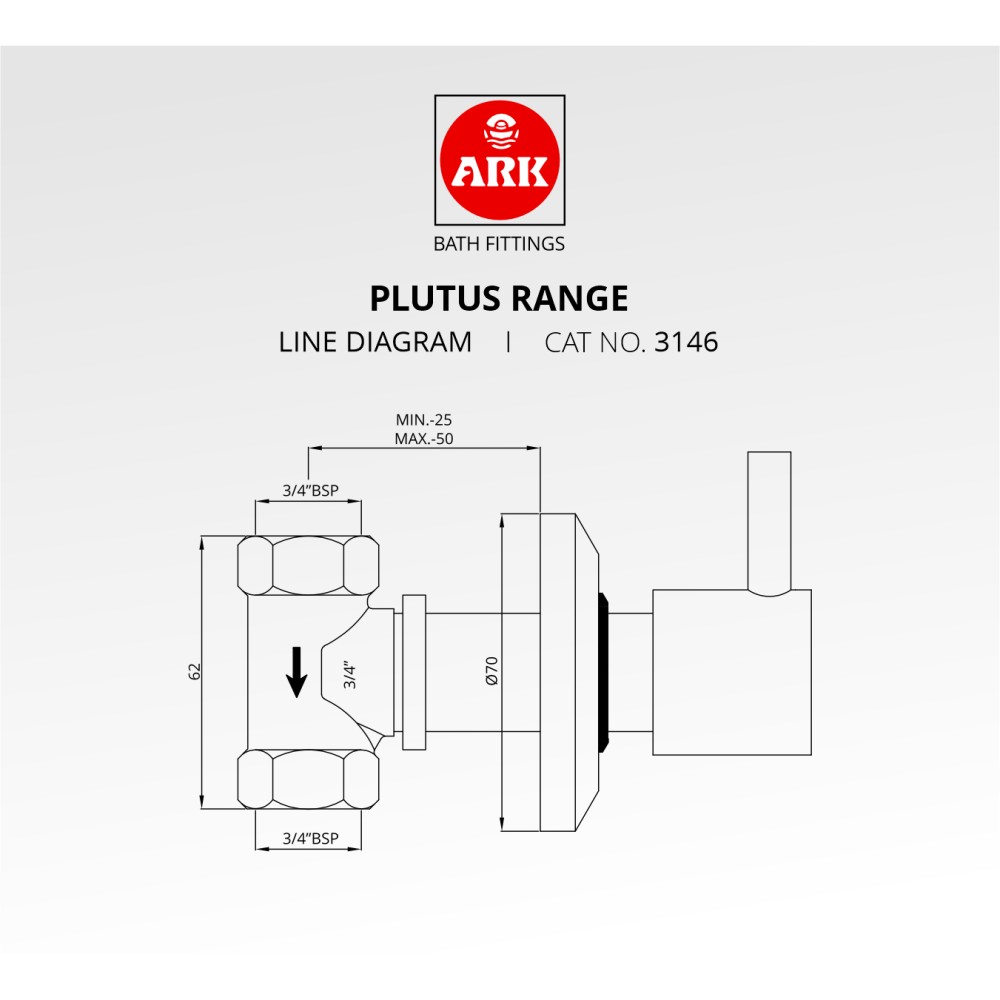 Concealed Stop Valve, 3/4