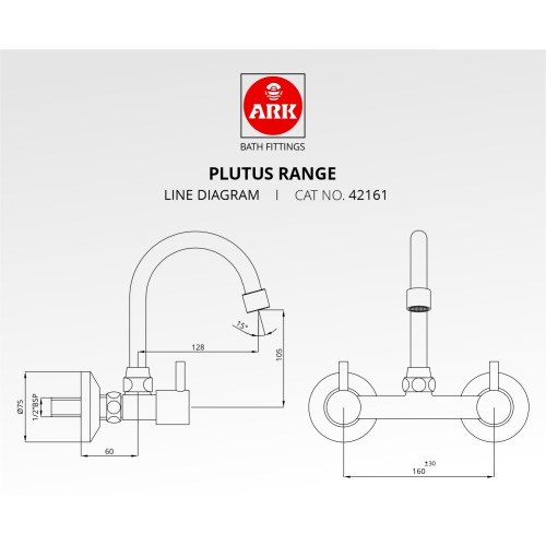 Sink Mixer, Tangent, Swivel with H.U Pipe Spout