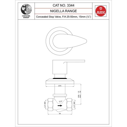 Concealed Stop Valve, ½”