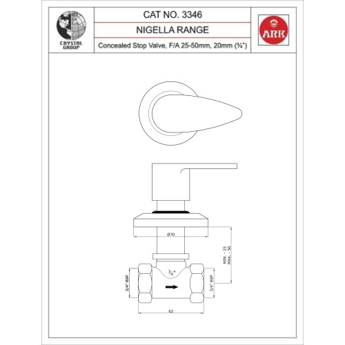 Concealed Stop Valve,¾”