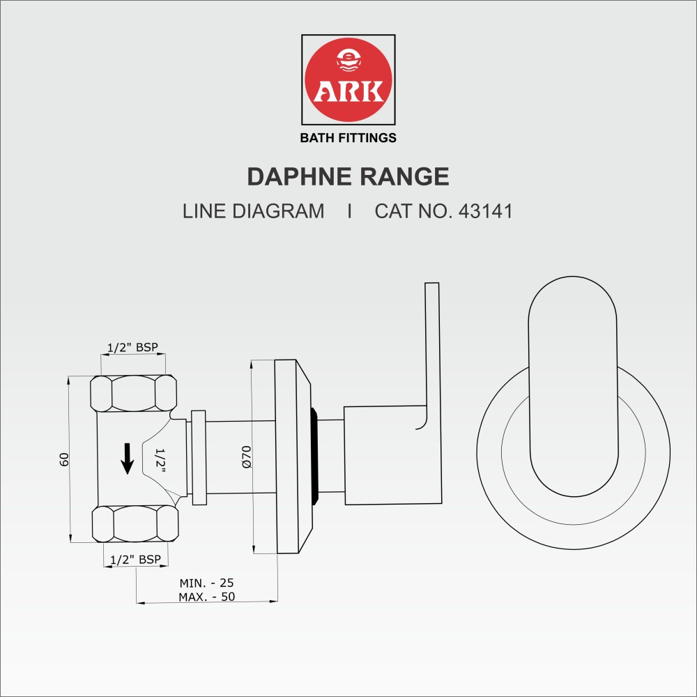 Concealed Stop Valve, 1/2