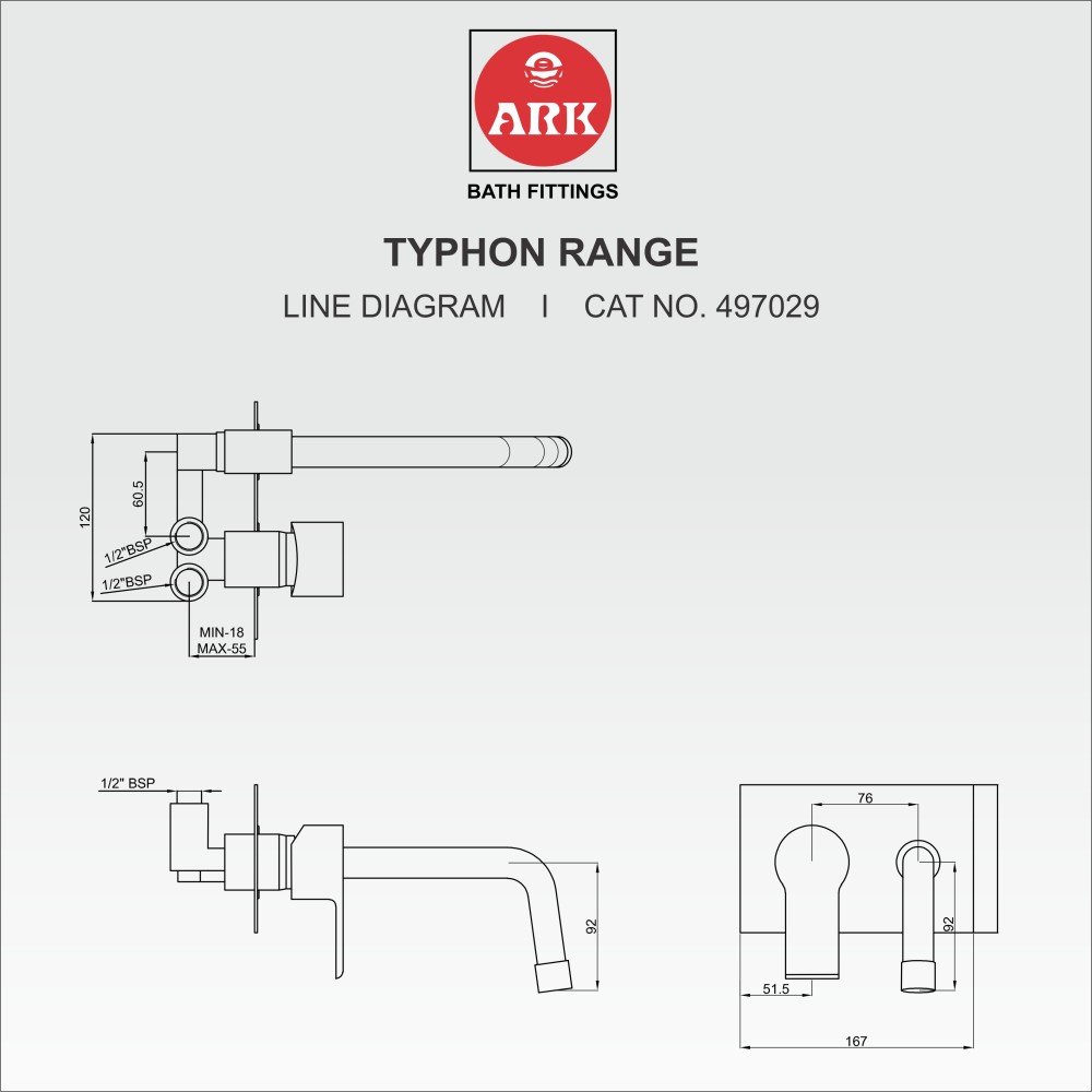 Single Lever Basin Mixer, Wall Mounted